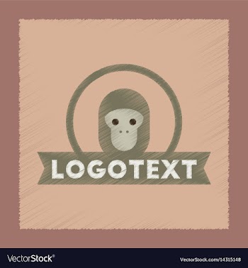 Flat shading style icon monkey logo vector image