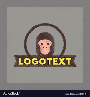 Flat shading style icon monkey logo vector image