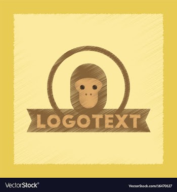 Flat shading style icon monkey logo vector image