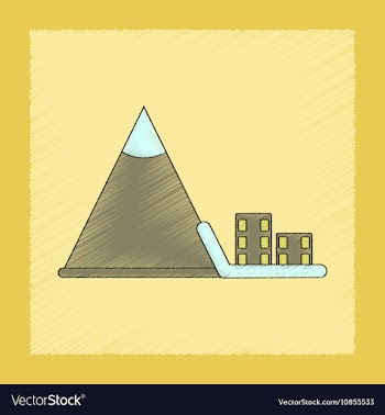 Flat shading style icon Mountain avalanche house vector image
