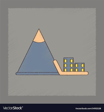 Flat shading style icon mountain avalanche house vector image