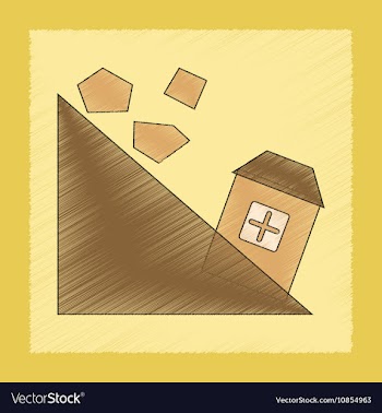 Flat shading style icon Mountain stones fall vector image