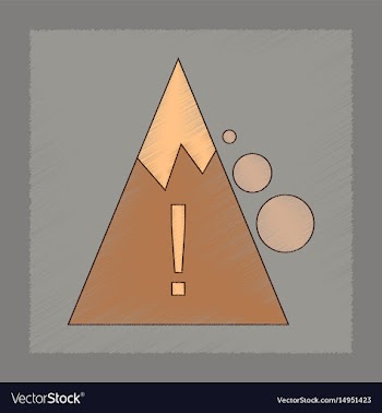 Flat shading style icon mountain stones fall vector image