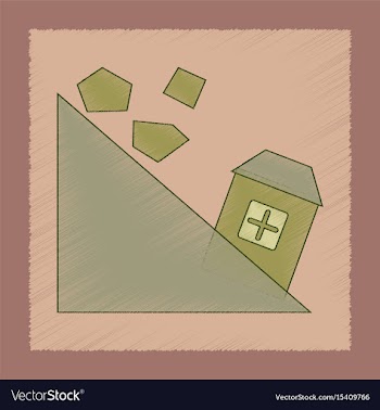Flat shading style icon mountain stones fall vector image