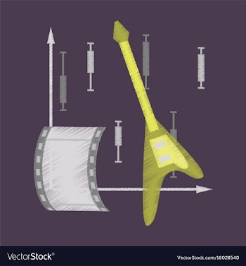 Flat shading style icon music and cinema vector image