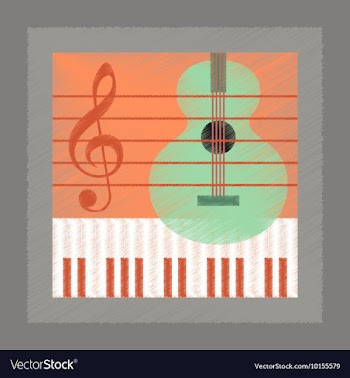 Flat shading style icon music lesson vector image
