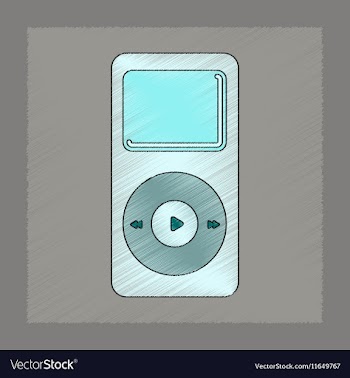 Flat shading style icon music player vector image