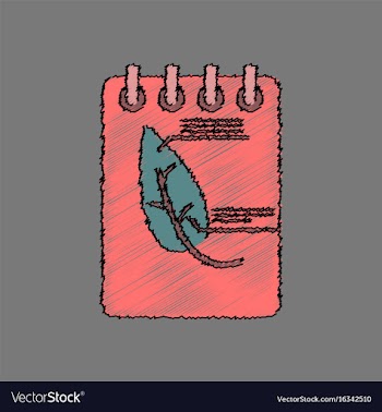 Flat shading style icon notebook and leaf vector image