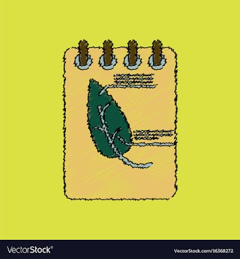 Flat shading style icon notebook and leaf vector image