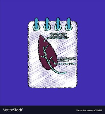 Flat shading style icon notebook and leaf vector image