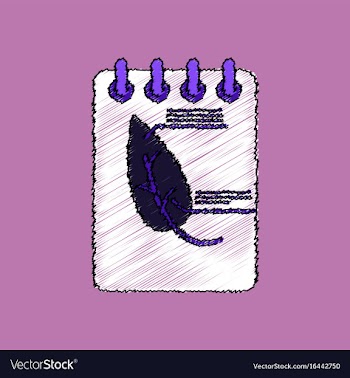 Flat shading style icon notebook and leaf vector image