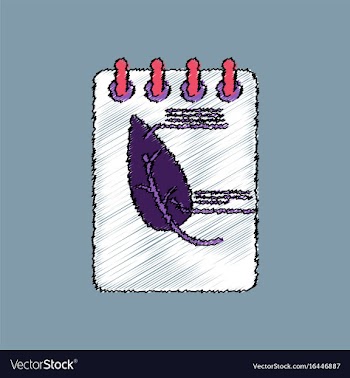 Flat shading style icon notebook and leaf vector image