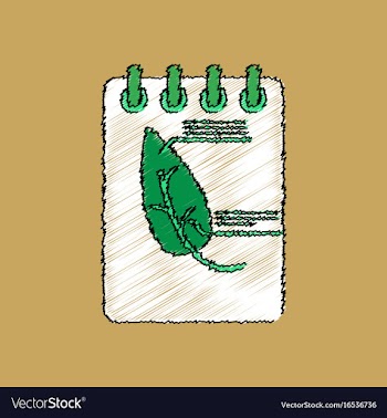 Flat shading style icon notebook and leaf vector image