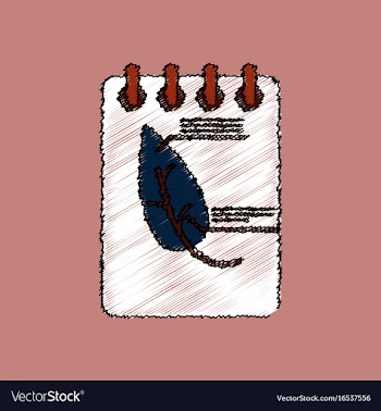 Flat shading style icon notebook and leaf vector image