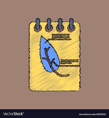 Flat shading style icon notebook and leaf vector image