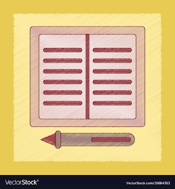 Flat shading style icon notebook and pen vector image