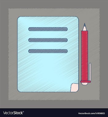 Flat shading style icon notebook and pen vector image