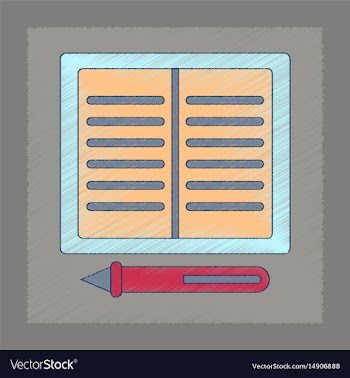 Flat shading style icon notebook and pen vector image
