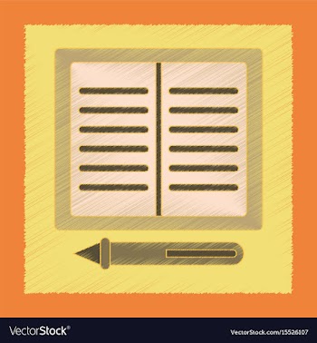 Flat shading style icon notebook and pen vector image