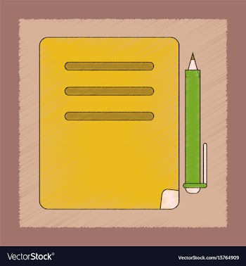 Flat shading style icon notebook and pen vector image