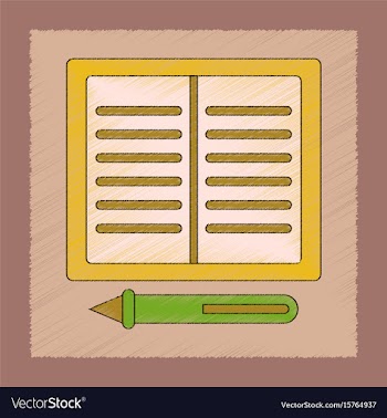 Flat shading style icon notebook and pen vector image