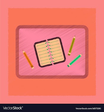 Flat shading style icon notebook pencil table vector image
