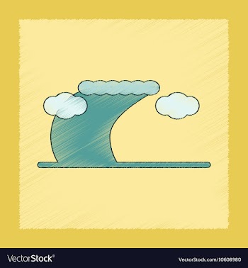 Flat shading style icon ocean tsunami vector image