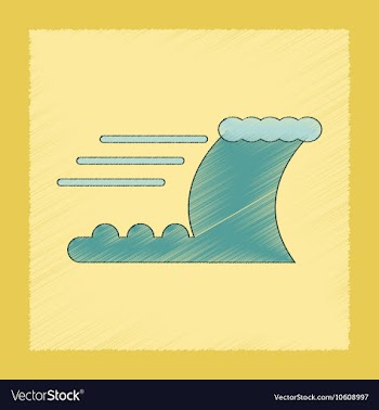Flat shading style icon ocean tsunami vector image