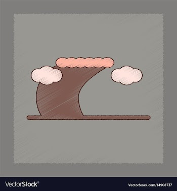 Flat shading style icon ocean tsunami vector image