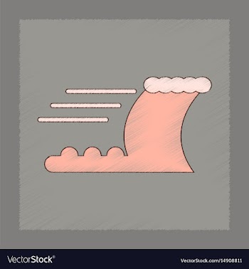 Flat shading style icon ocean tsunami vector image