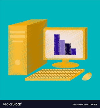 Flat shading style icon office computer vector image