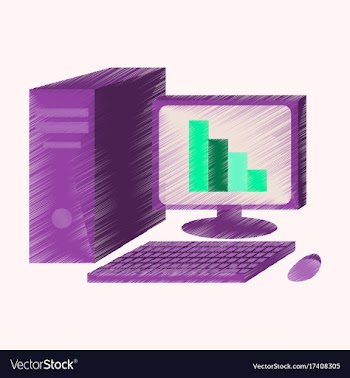 Flat shading style icon office computer vector image