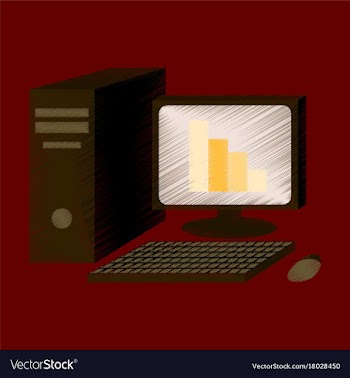Flat shading style icon office computer vector image
