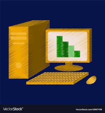 Flat shading style icon office computer vector image