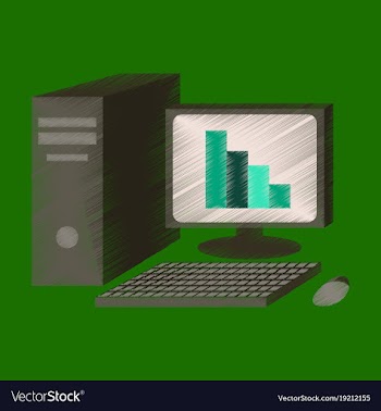 Flat shading style icon office computer vector image