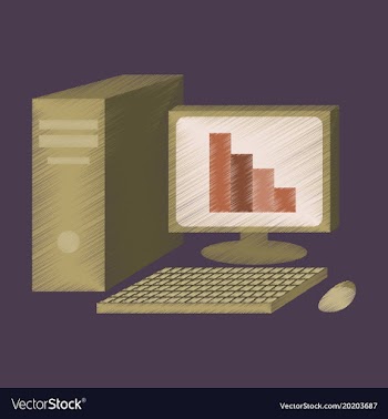 Flat shading style icon office computer vector image