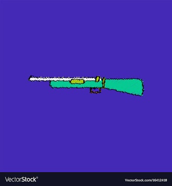 Flat shading style icon old military gun vector image