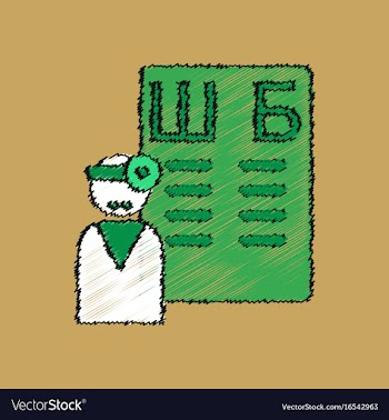 Flat shading style icon ophthalmologist and vison vector image