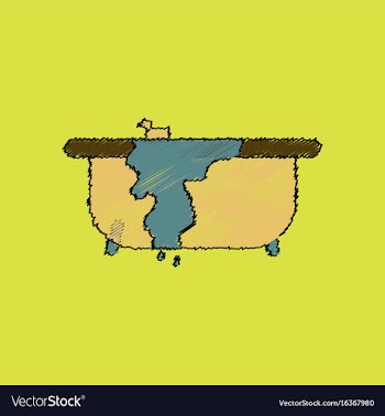Flat shading style icon overflowing bathtub vector image