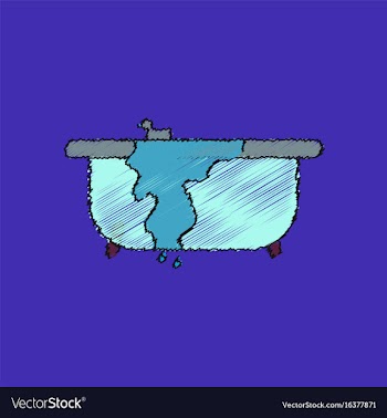 Flat shading style icon overflowing bathtub vector image