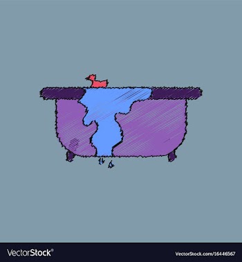 Flat shading style icon overflowing bathtub vector image