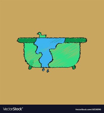 Flat shading style icon overflowing bathtub vector image