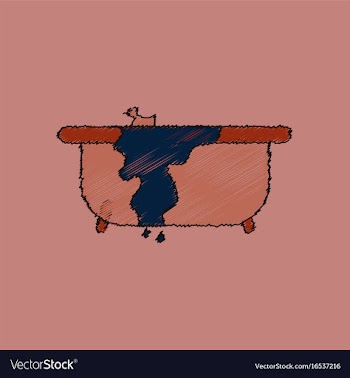Flat shading style icon overflowing bathtub vector image