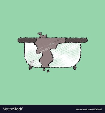 Flat shading style icon overflowing bathtub vector image
