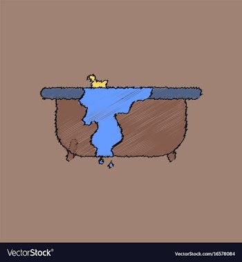Flat shading style icon overflowing bathtub vector image