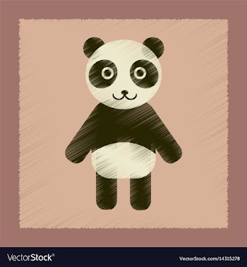 Flat shading style icon panda bear vector image