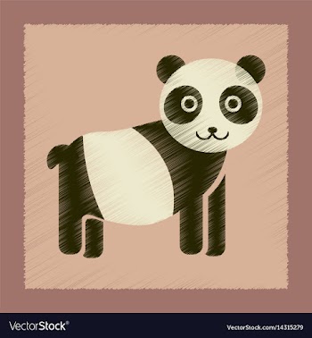 Flat shading style icon panda bear vector image