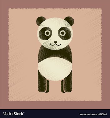 Flat shading style icon panda bear vector image