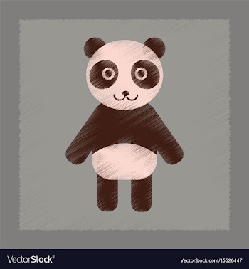 Flat shading style icon panda bear vector image