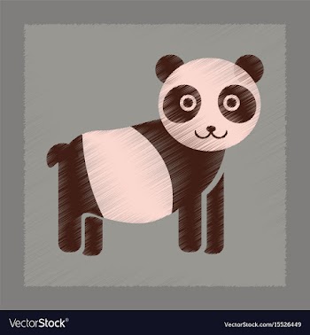 Flat shading style icon panda bear vector image